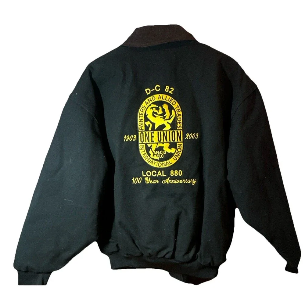 Vintage UFCW Local 880 Union Labor Jacket XL Made USA Black Bomber Coat